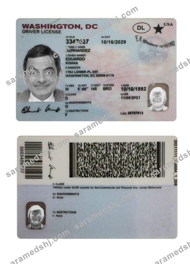 USA Washington DC driving license